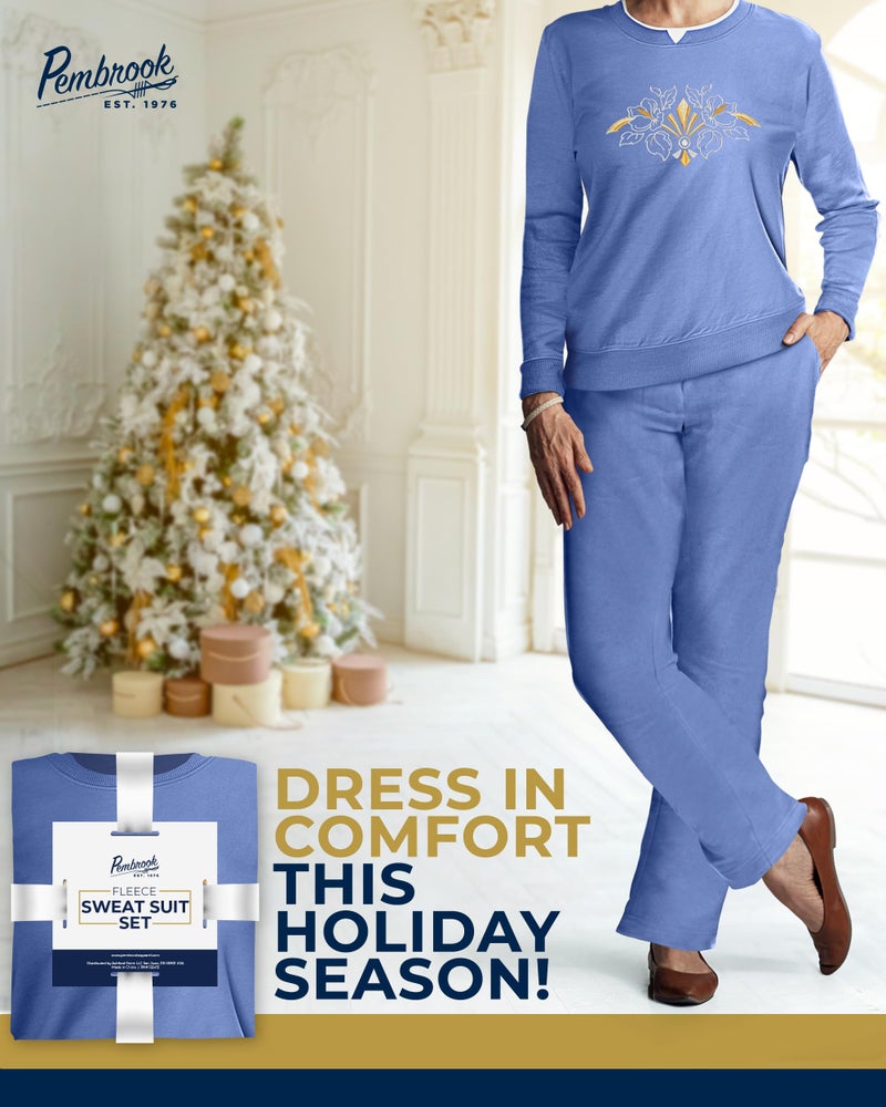 Pembrook Womens Sweat Suits Two-Piece - Ladies Sweatsuits Sets | Embroidered Fleece Sets for Women 2 Piece | Sweat Outfits for Older Women - Image 5